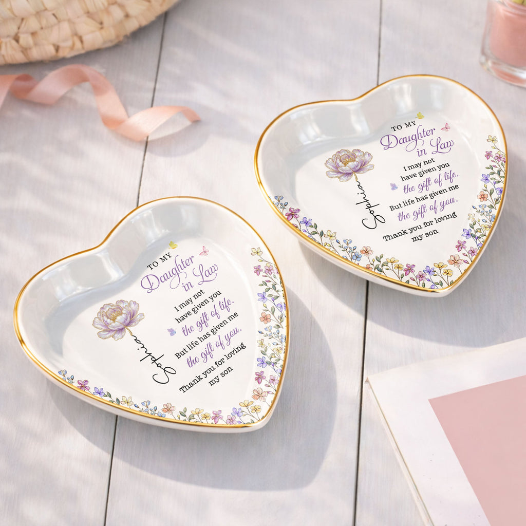 Personalized Heart Jewelry Dish Custom Name Gift for Daughter-in-Law Heart Jewelry Dish GradoCreations