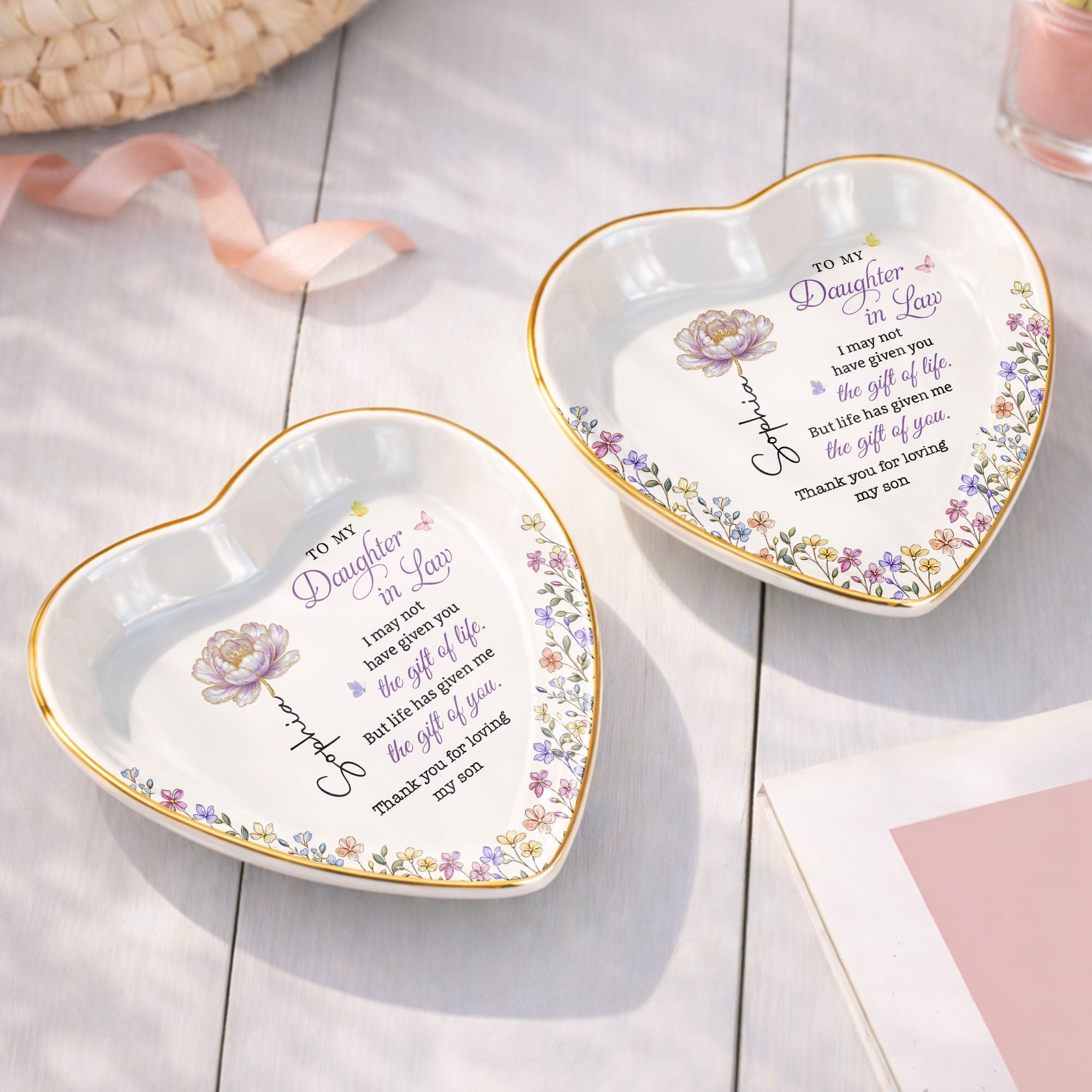 Personalized Heart Jewelry Dish Custom Name Gift for Daughter-in-Law Heart Jewelry Dish GradoCreations