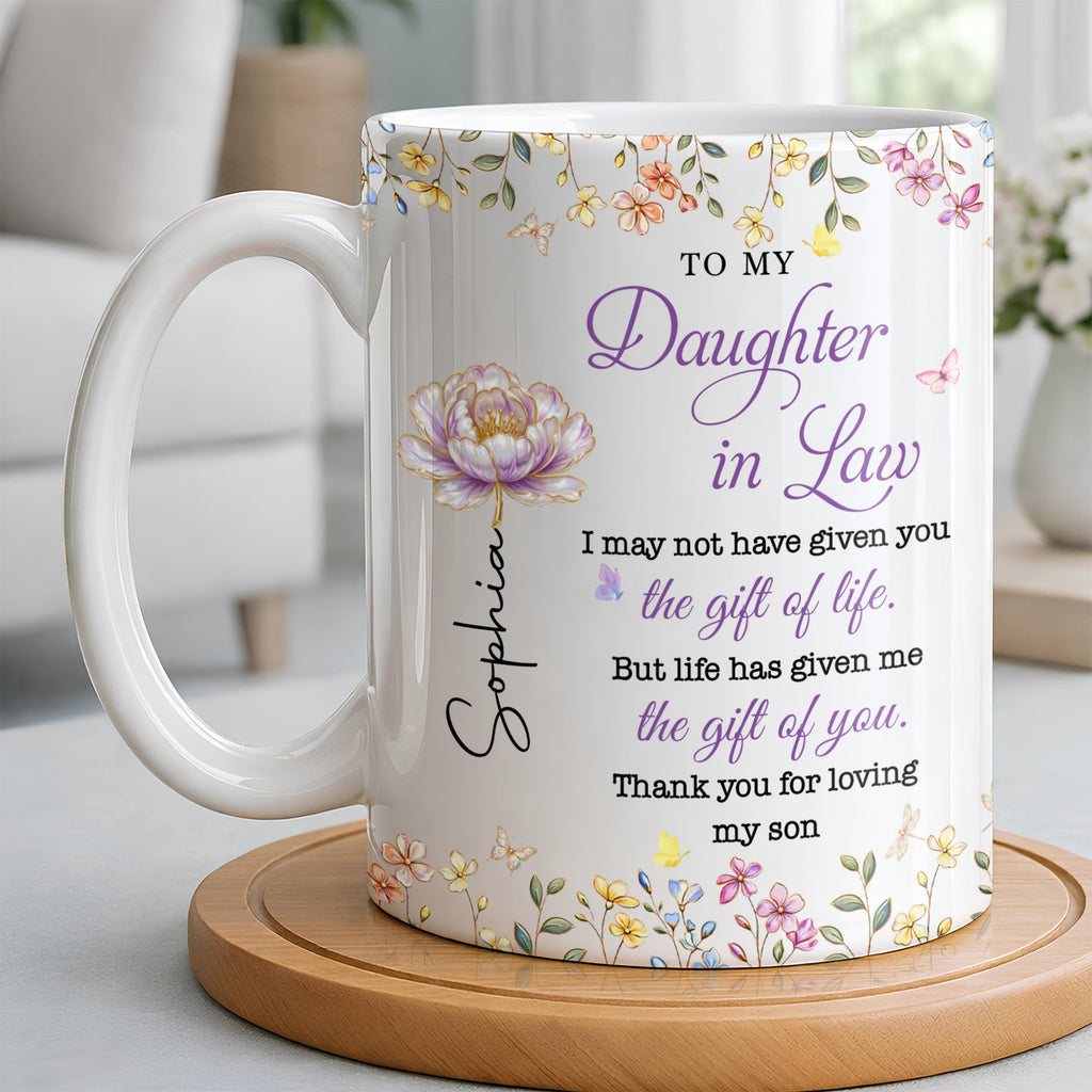 Personalized Coffee Mug Custom Floral Gift for Daughter-in-Law Edge-to-edge Mug GradoCreations