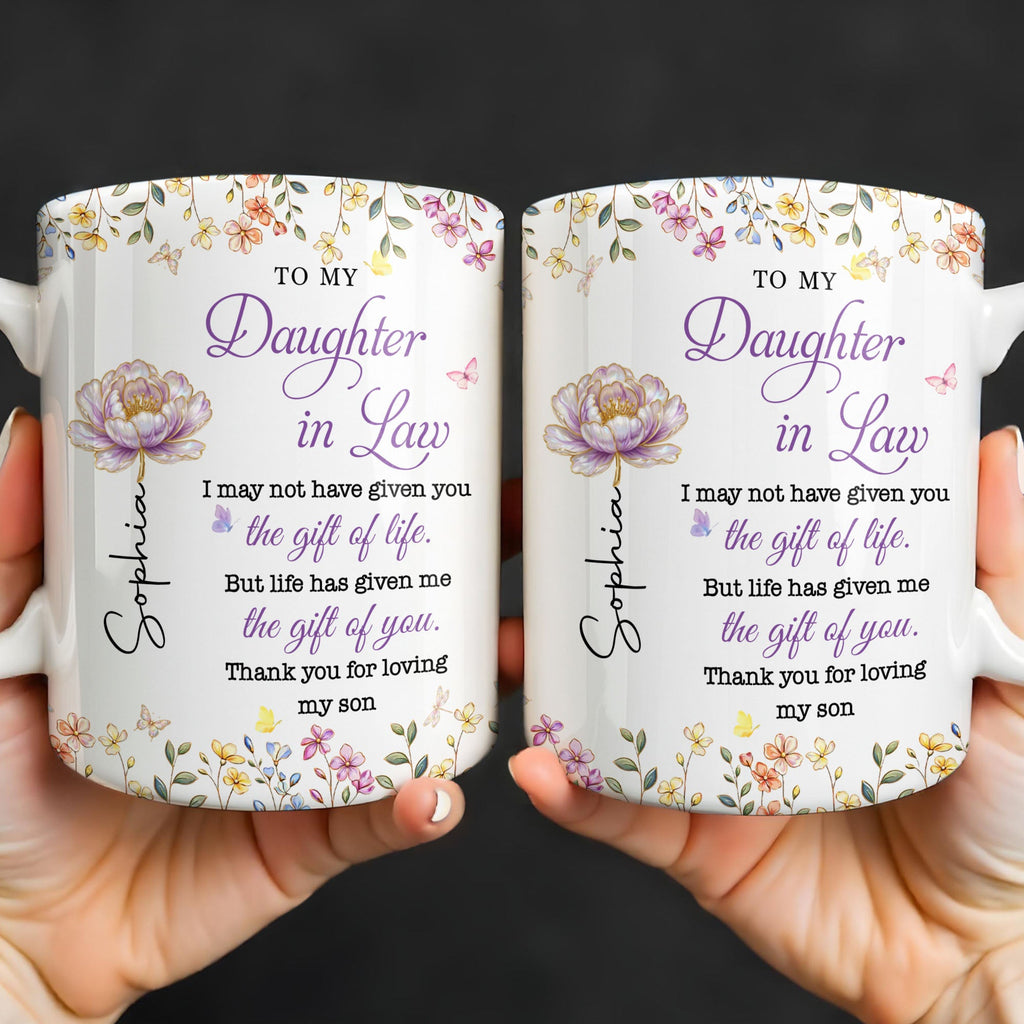 Personalized Coffee Mug Custom Floral Gift for Daughter-in-Law Edge-to-edge Mug GradoCreations