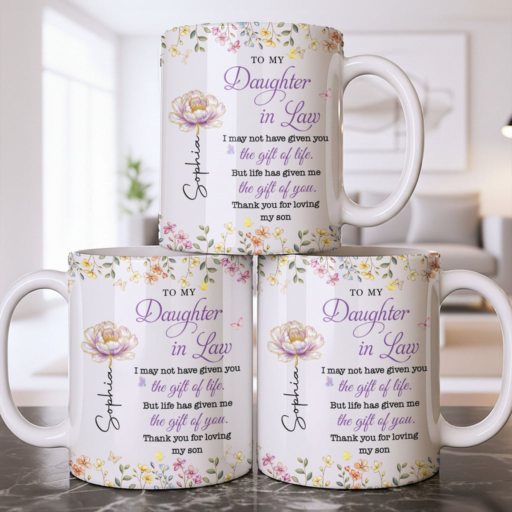 Personalized Coffee Mug Custom Floral Gift for Daughter-in-Law Edge-to-edge Mug GradoCreations