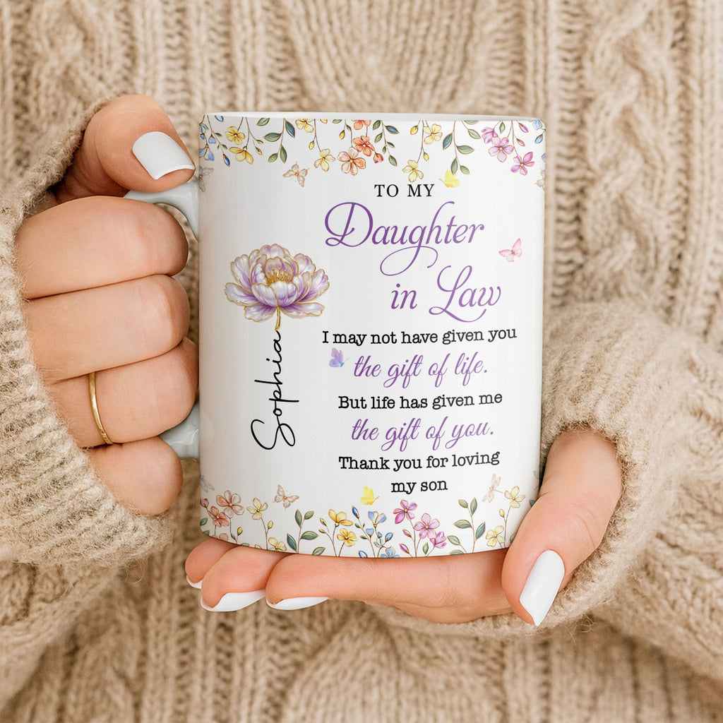 Personalized Coffee Mug Custom Floral Gift for Daughter-in-Law Edge-to-edge Mug GradoCreations