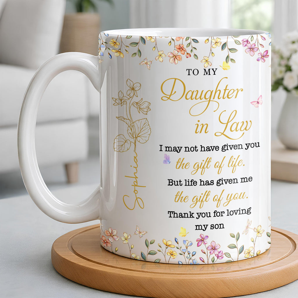 Personalized Floral Coffee Mug Custom Gift for Daughter-in-Law Edge-to-edge Mug GradoCreations