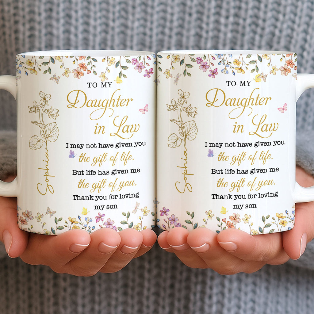 Personalized Floral Coffee Mug Custom Gift for Daughter-in-Law Edge-to-edge Mug GradoCreations