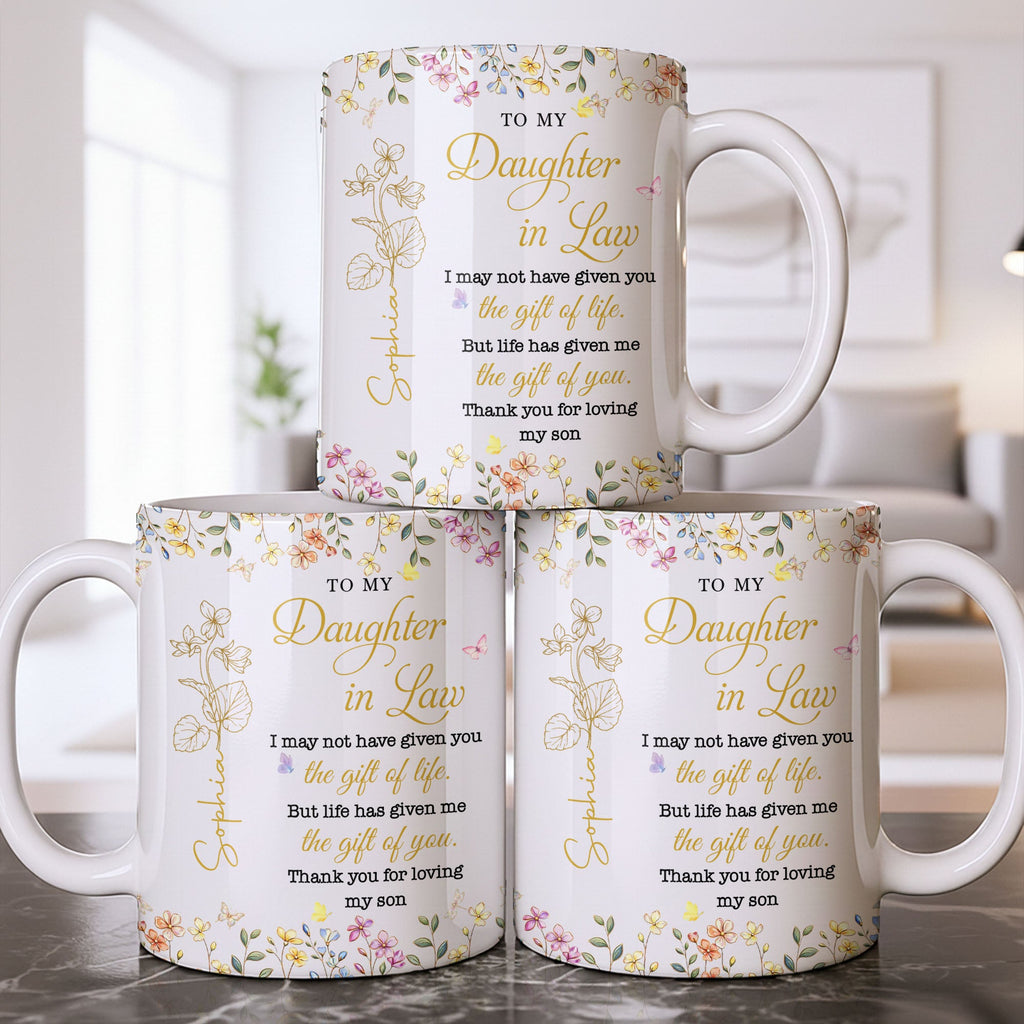 Personalized Floral Coffee Mug Custom Gift for Daughter-in-Law Edge-to-edge Mug GradoCreations
