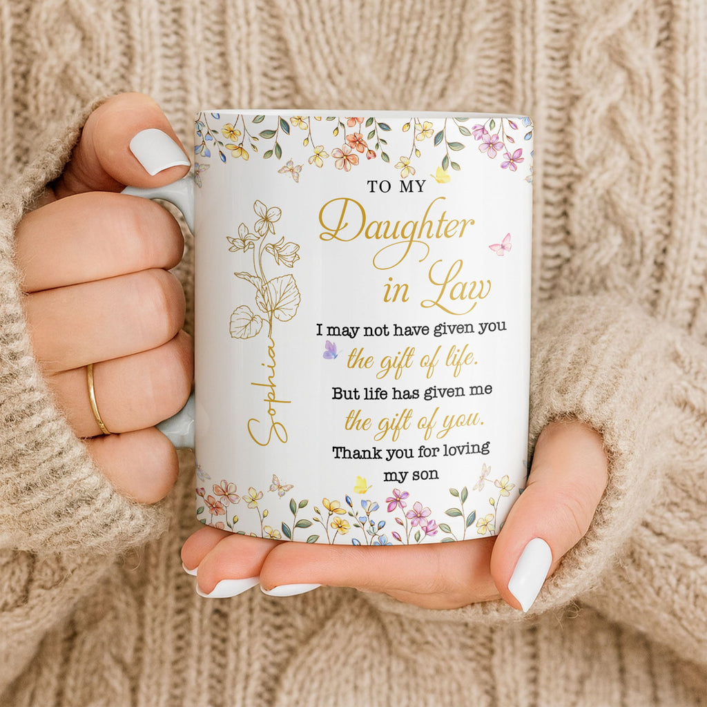 Personalized Floral Coffee Mug Custom Gift for Daughter-in-Law Edge-to-edge Mug GradoCreations