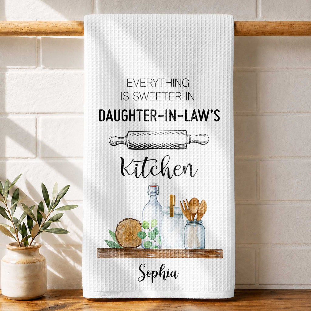 Personalized Kitchen Towel Gift for Daughter-in-Law - Custom Name