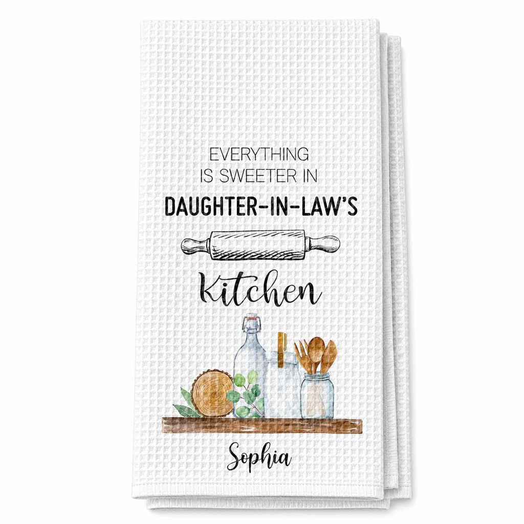 Personalized Kitchen Towel Gift for Daughter-in-Law - Custom Name