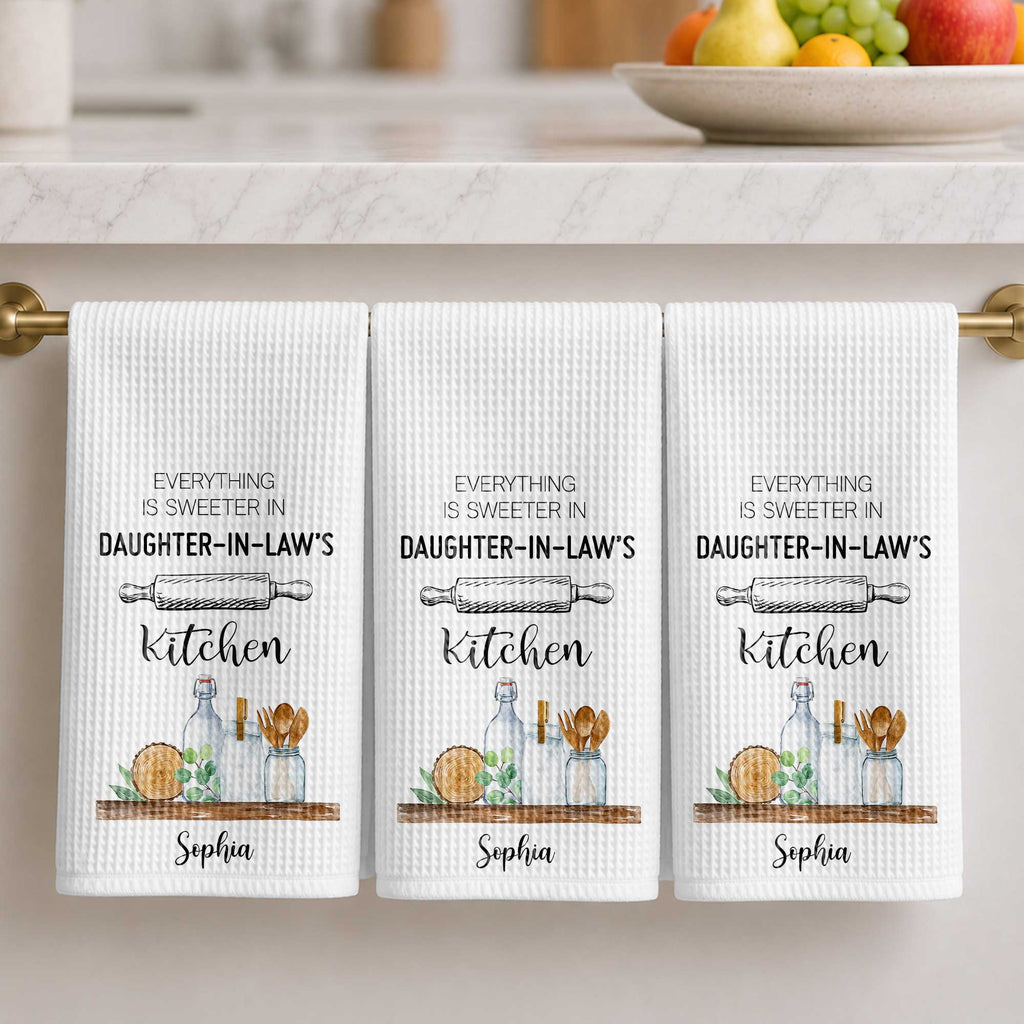 Personalized Kitchen Towel Gift for Daughter-in-Law - Custom Name