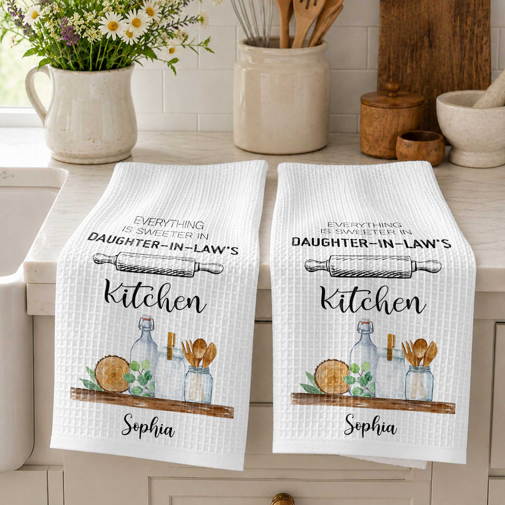 Personalized Kitchen Towel Gift for Daughter-in-Law - Custom Name