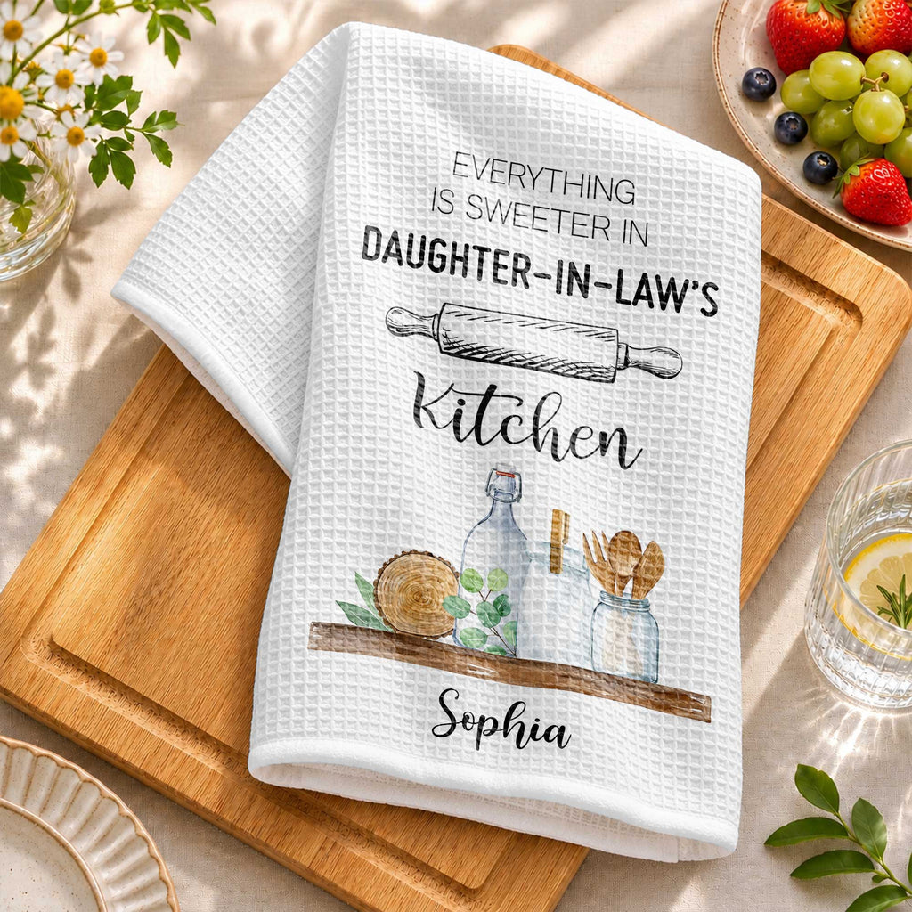 Personalized Kitchen Towel Gift for Daughter-in-Law - Custom Name