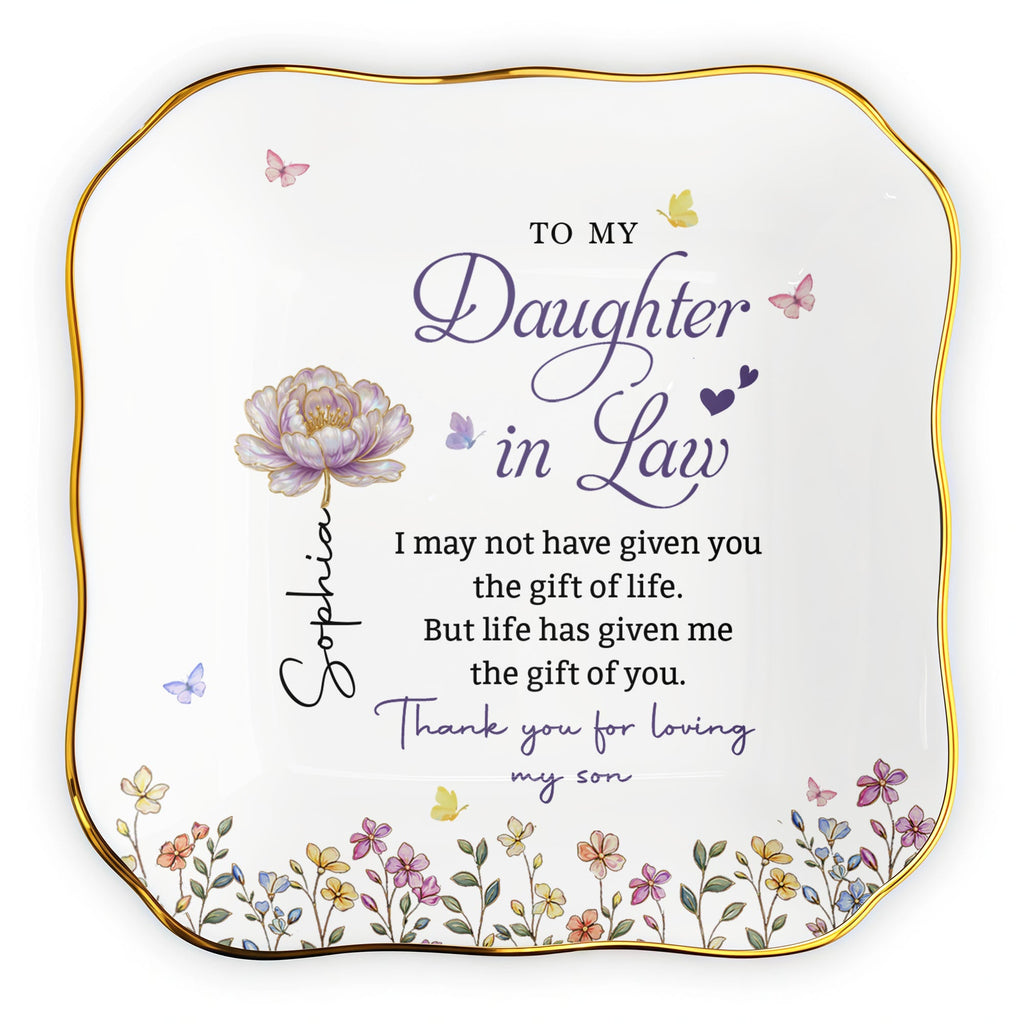 Personalized Lace Jewelry Dish Custom Gift for Daughter-in-Law Lace Square Jewelry Dish GradoCreations