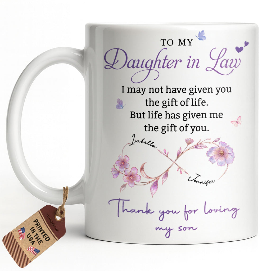Personalized Custom Coffee Mug with Birth Month Flowers Gift for Daughter-in-Law Edge-to-edge Mug GradoCreations