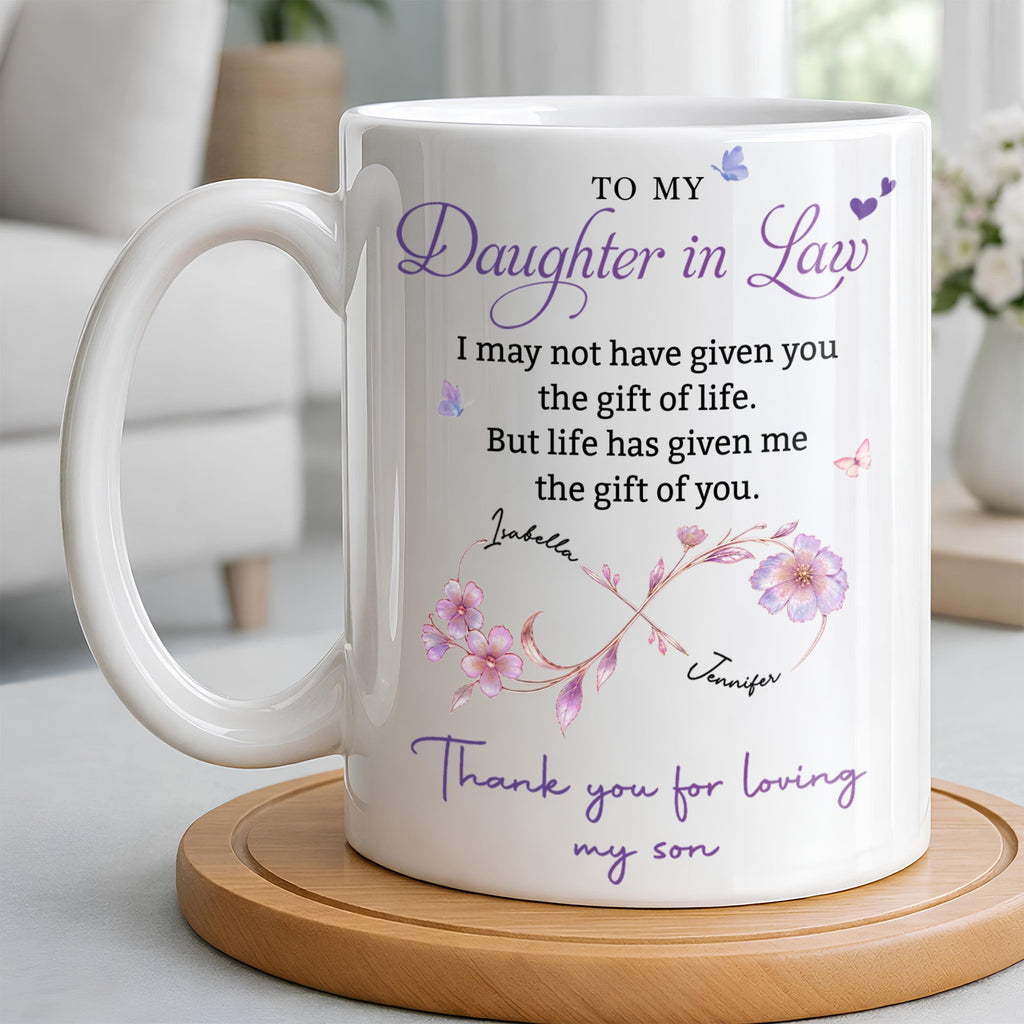 Personalized Custom Coffee Mug with Birth Month Flowers Gift for Daughter-in-Law Edge-to-edge Mug GradoCreations