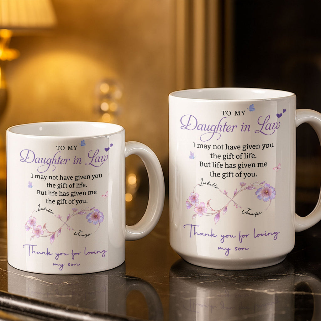 Personalized Custom Coffee Mug with Birth Month Flowers Gift for Daughter-in-Law Edge-to-edge Mug GradoCreations