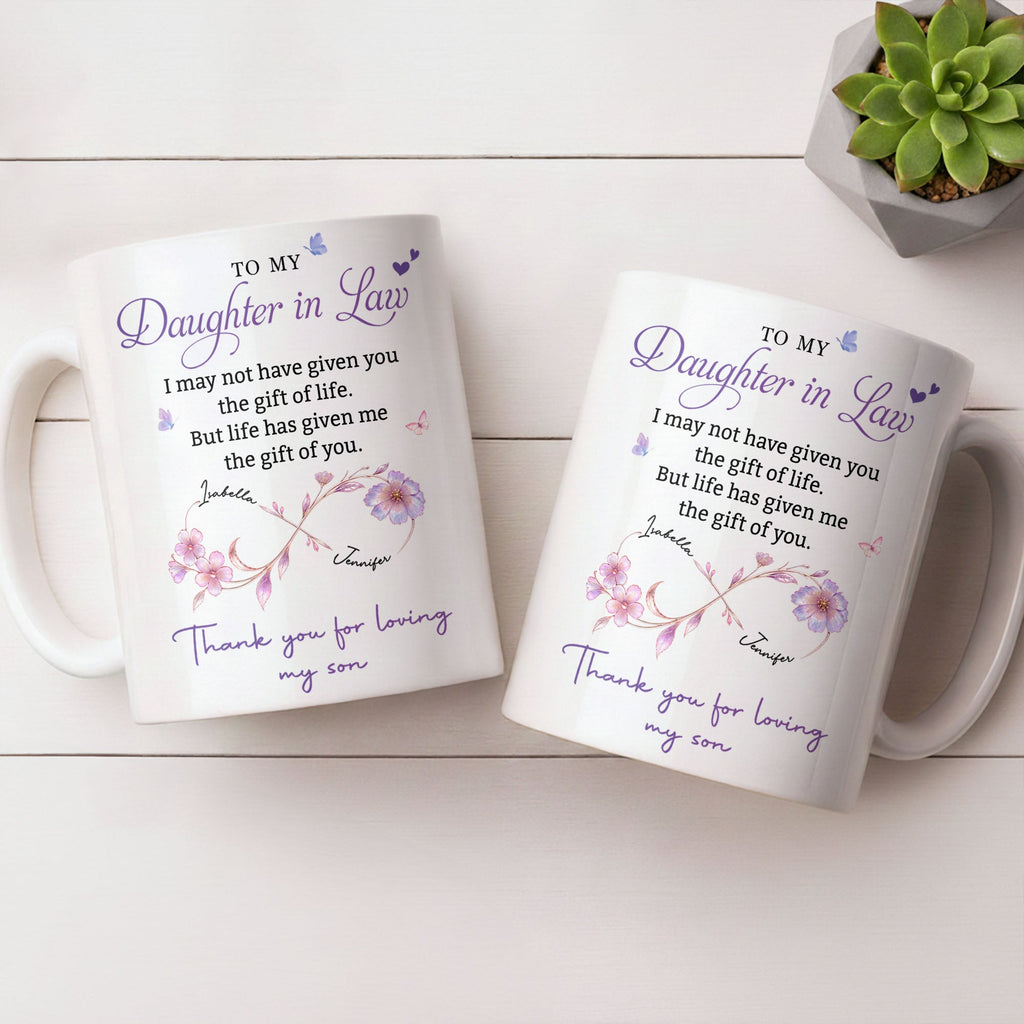 Personalized Custom Coffee Mug with Birth Month Flowers Gift for Daughter-in-Law Edge-to-edge Mug GradoCreations