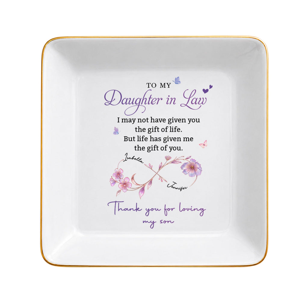 Personalized Ceramic Jewelry Dish Custom Gift for Daughter-in-Law