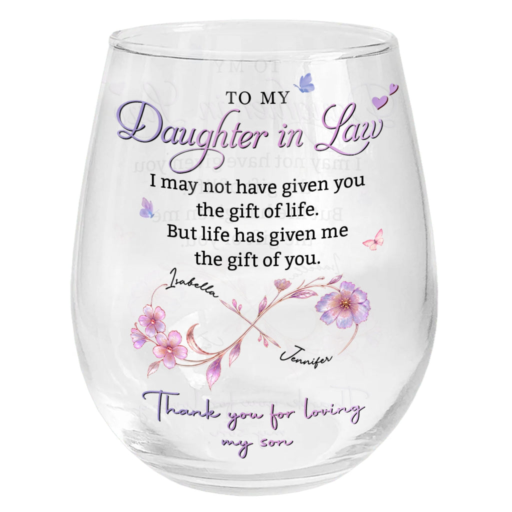 Personalized Stemless Wine Glass Custom Name Gift for Daughter-in-Law