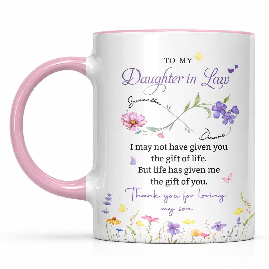 Personalized Floral Accent Mug Custom Gift for Daughter in Law