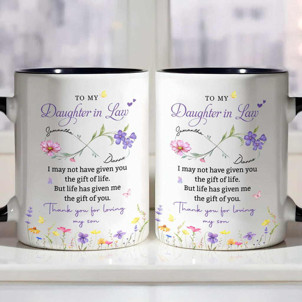 Personalized Floral Accent Mug Custom Gift for Daughter in Law