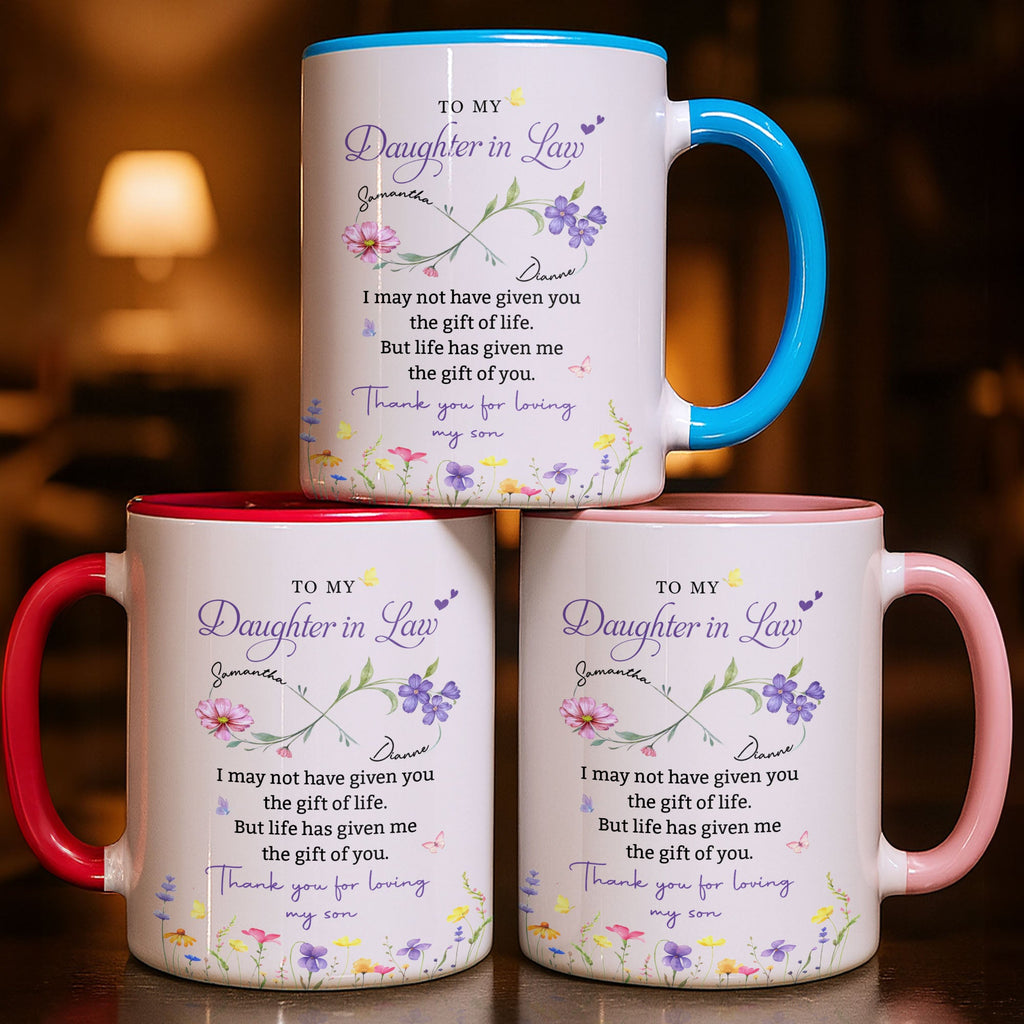 Personalized Floral Accent Mug Custom Gift for Daughter in Law