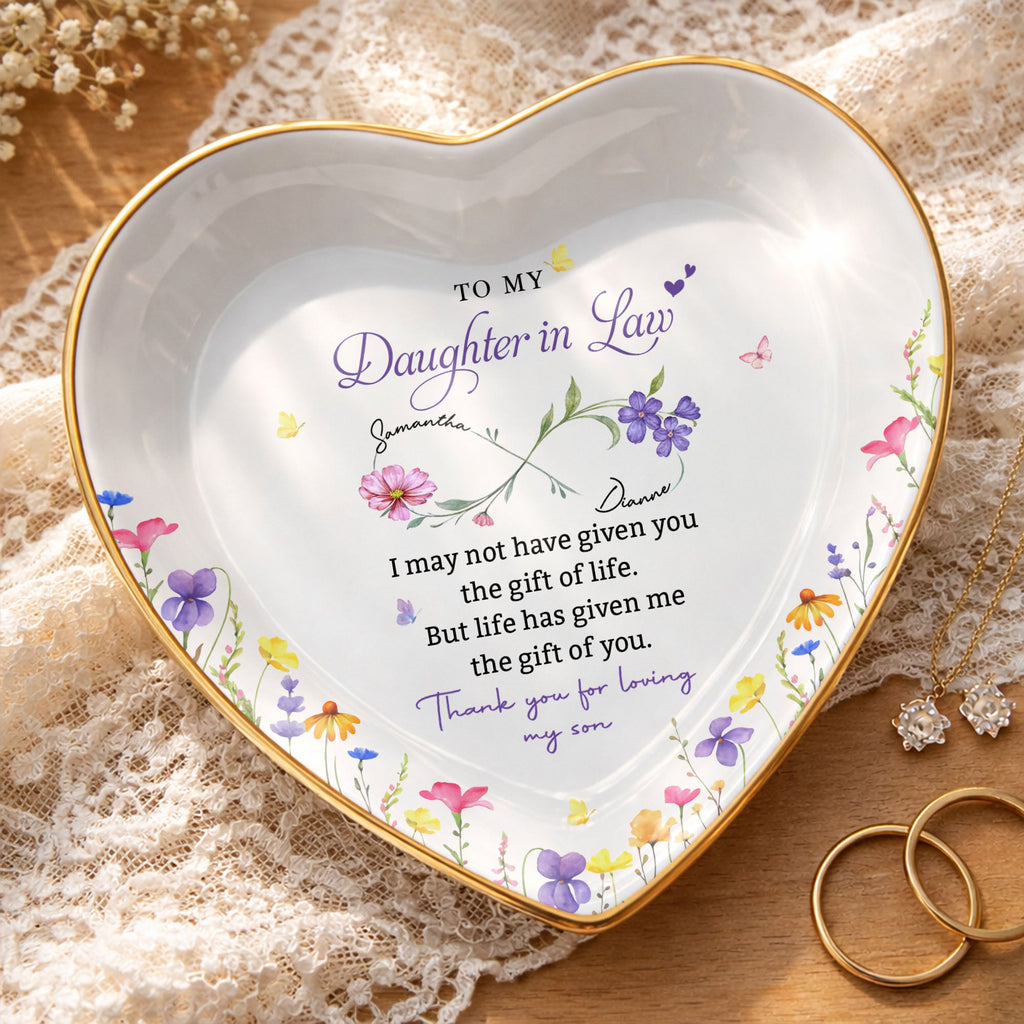 Personalized Heart Jewelry Dish Custom Name Gift for Daughter-in-Law