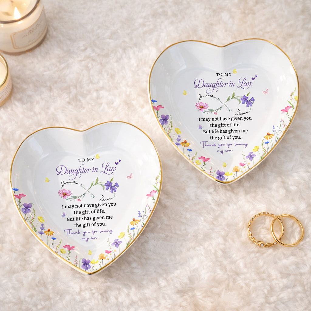 Personalized Heart Jewelry Dish Custom Name Gift for Daughter-in-Law