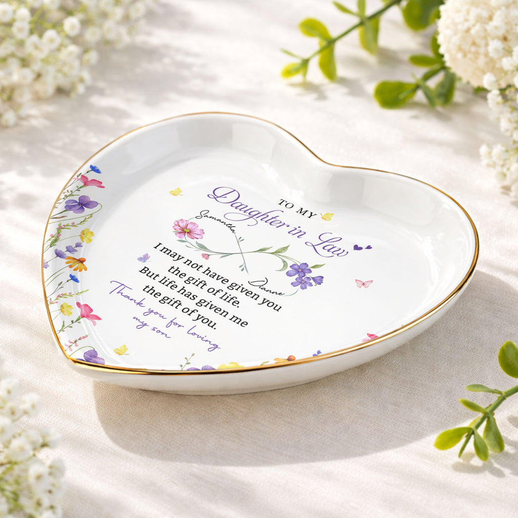Personalized Heart Jewelry Dish Custom Name Gift for Daughter-in-Law