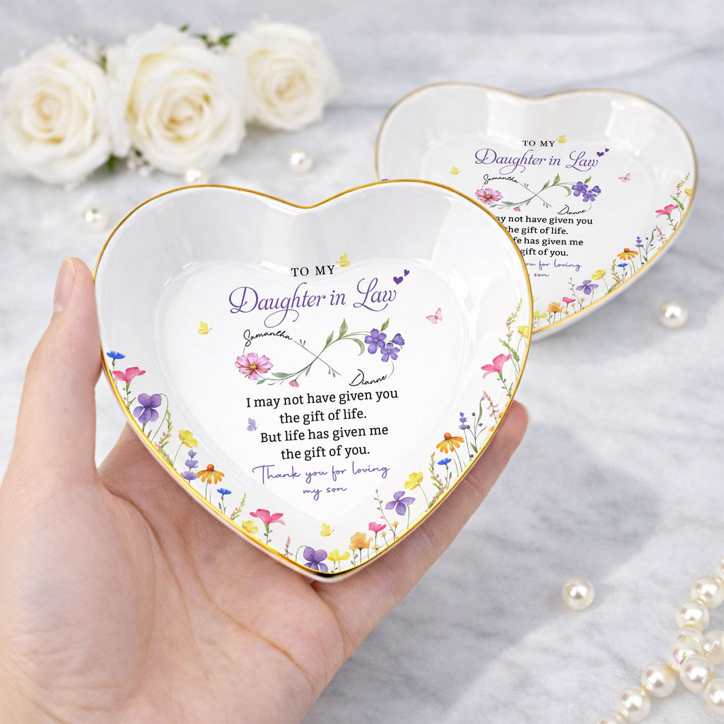 Personalized Heart Jewelry Dish Custom Name Gift for Daughter-in-Law