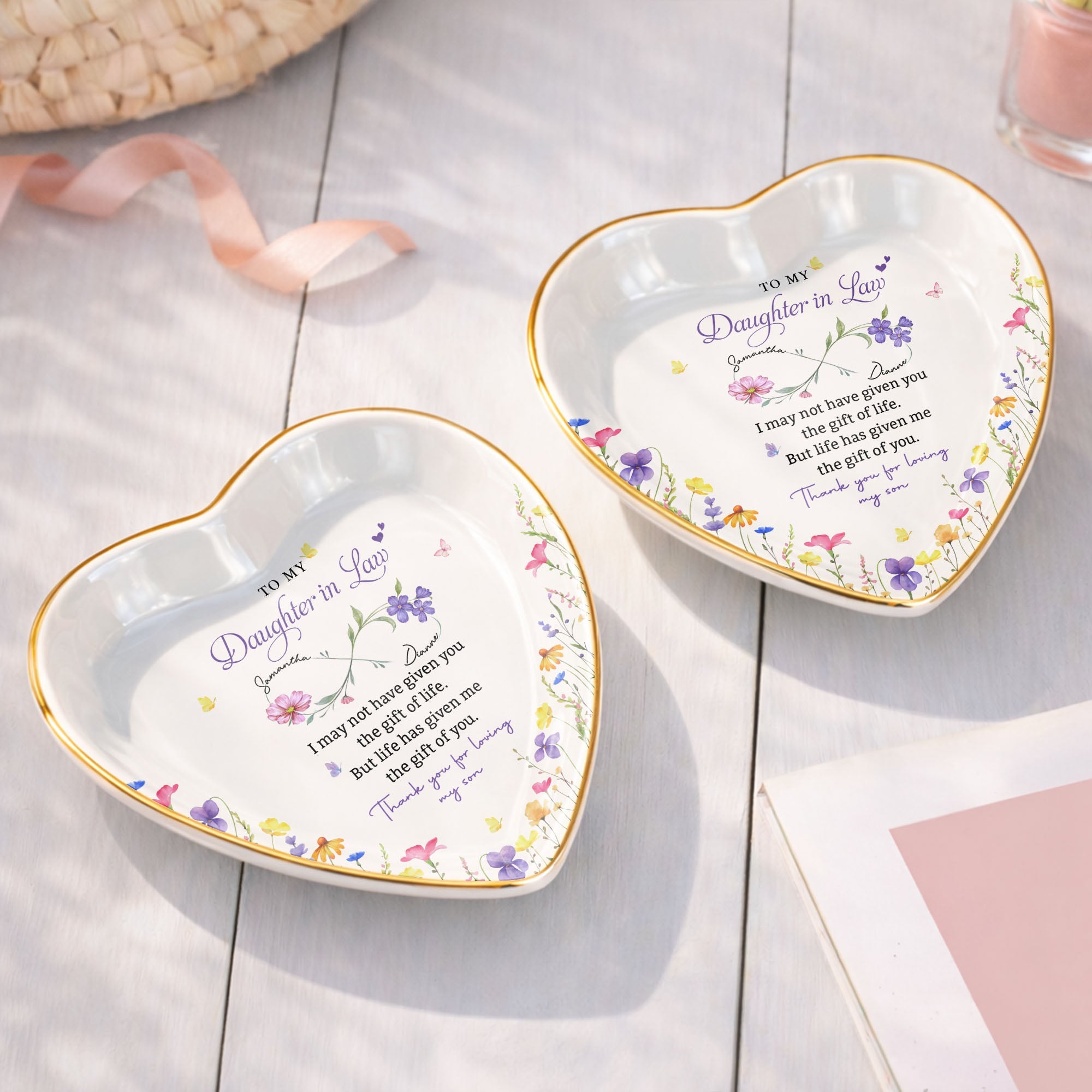 Personalized Heart Jewelry Dish Custom Name Gift for Daughter-in-Law