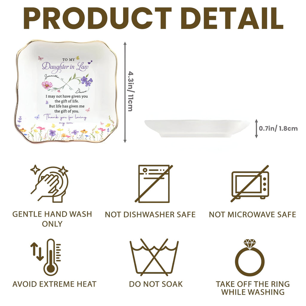 Personalized Lace Jewelry Dish for Daughter-in-Law Gift