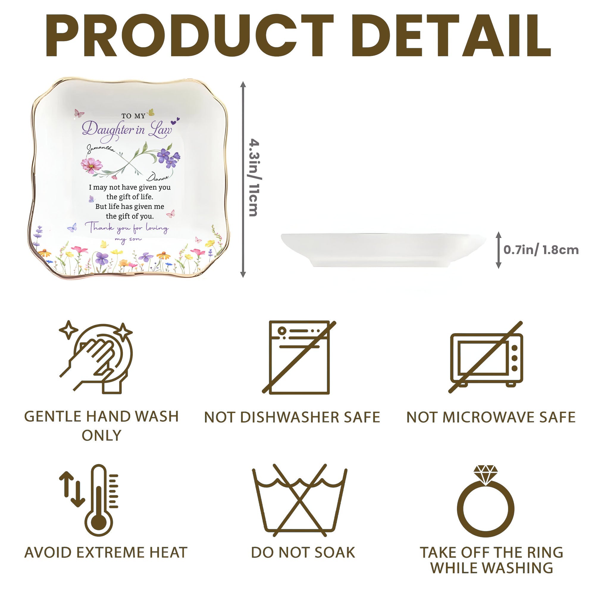 Personalized Lace Jewelry Dish for Daughter-in-Law Gift