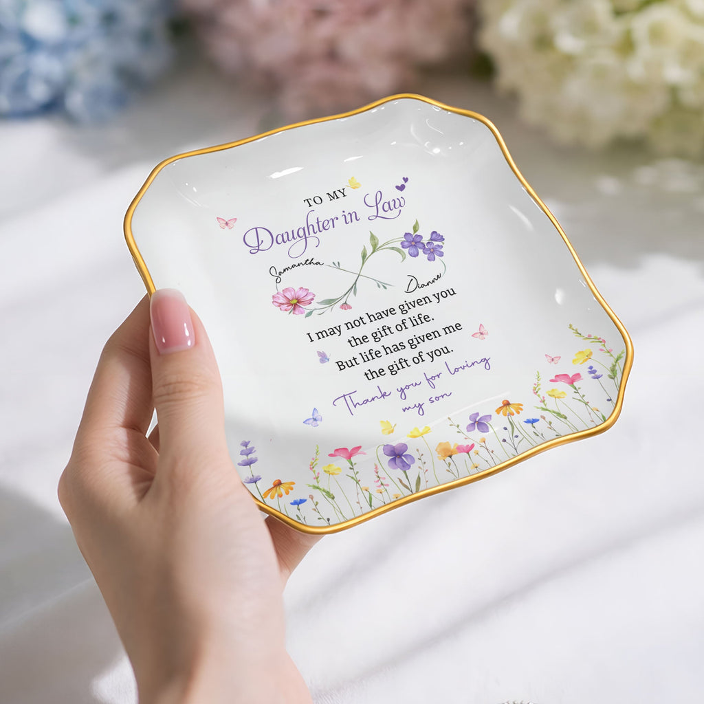 Personalized Lace Jewelry Dish for Daughter-in-Law Gift