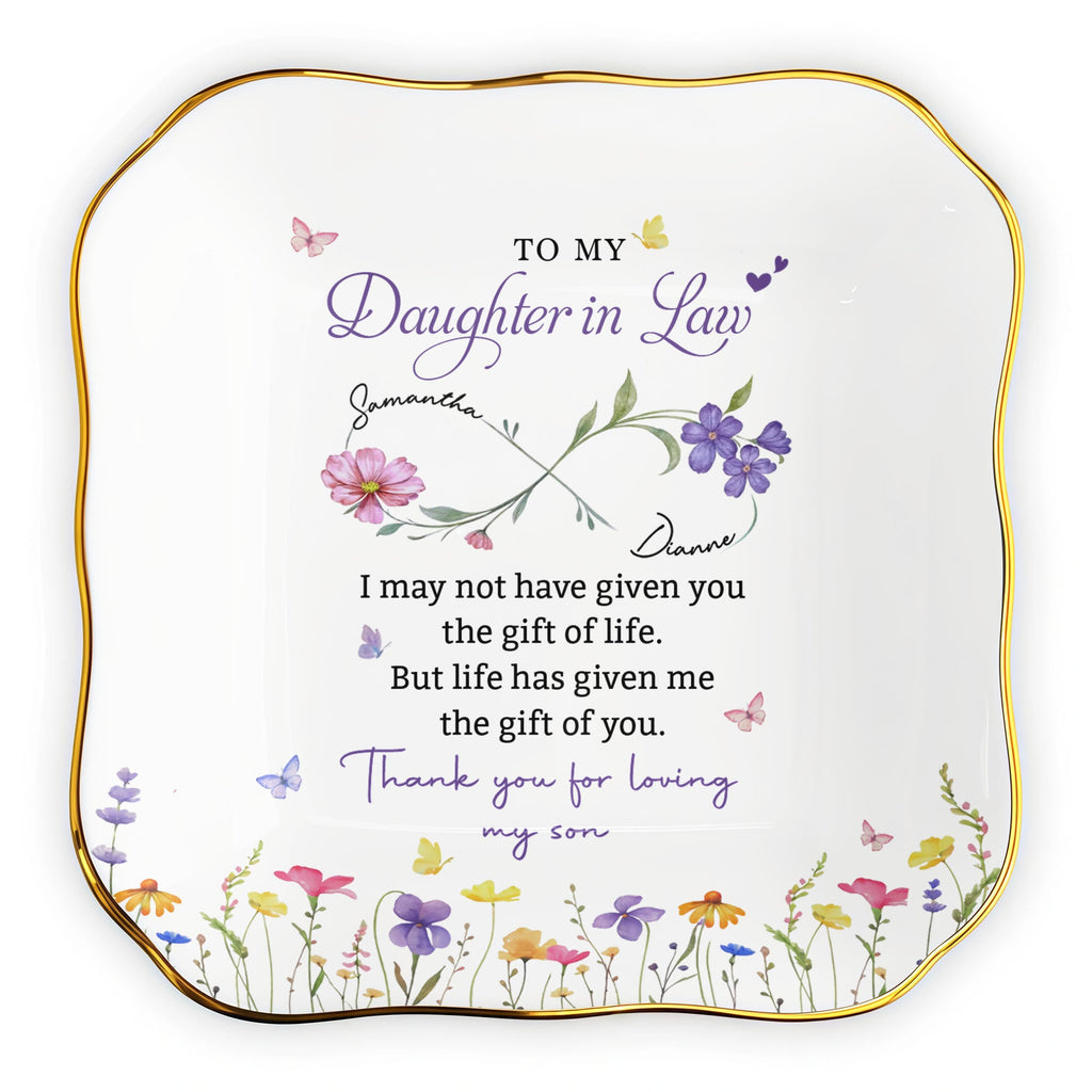Personalized Lace Jewelry Dish for Daughter-in-Law Gift