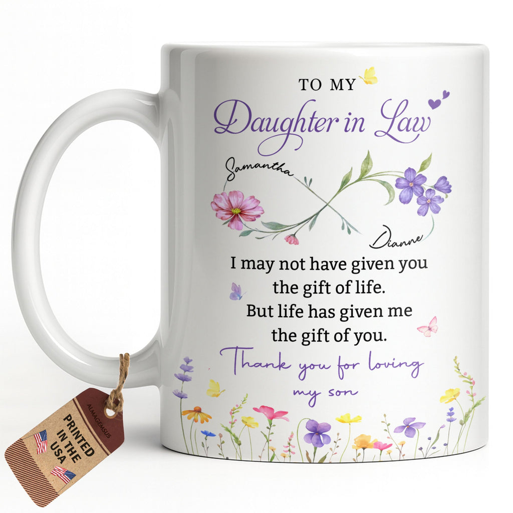Personalized Coffee Mug Custom Flowers Gift for Daughter-in-Law Edge-to-edge Mug GradoCreations