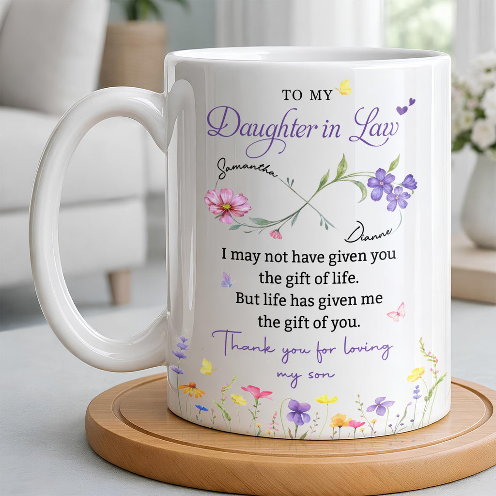 Personalized Coffee Mug Custom Flowers Gift for Daughter-in-Law Edge-to-edge Mug GradoCreations
