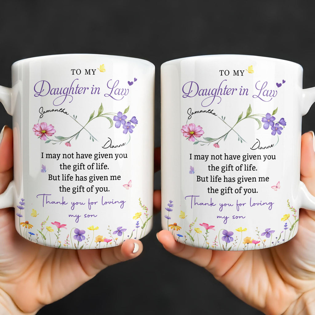 Personalized Coffee Mug Custom Flowers Gift for Daughter-in-Law Edge-to-edge Mug GradoCreations