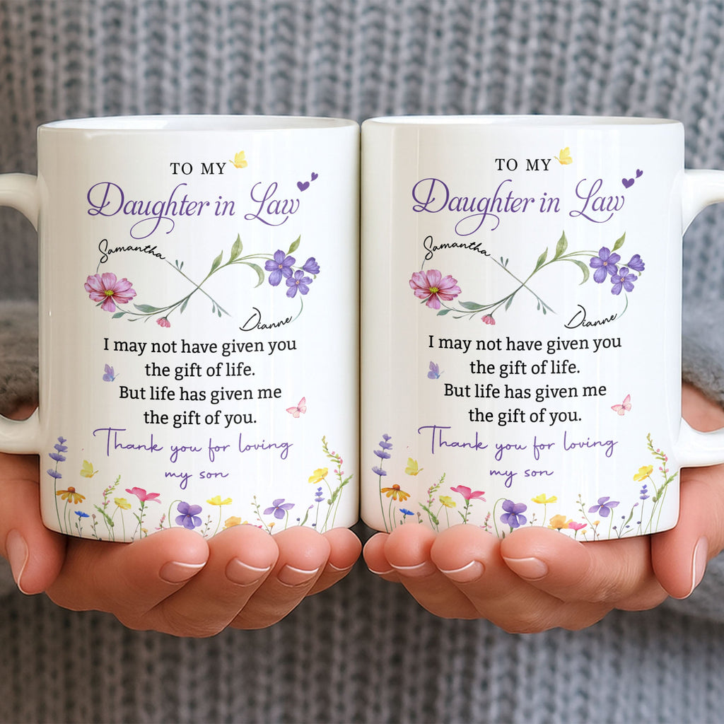 Personalized Coffee Mug Custom Flowers Gift for Daughter-in-Law Edge-to-edge Mug GradoCreations