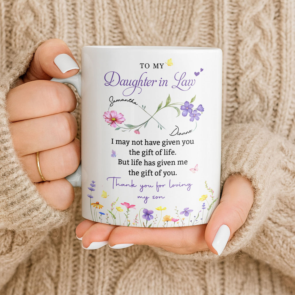 Personalized Coffee Mug Custom Flowers Gift for Daughter-in-Law Edge-to-edge Mug GradoCreations