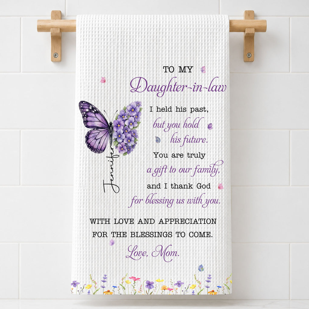Personalized Floral Kitchen Towel Gift for Daughter-in-Law Kitchen Towel GradoCreations