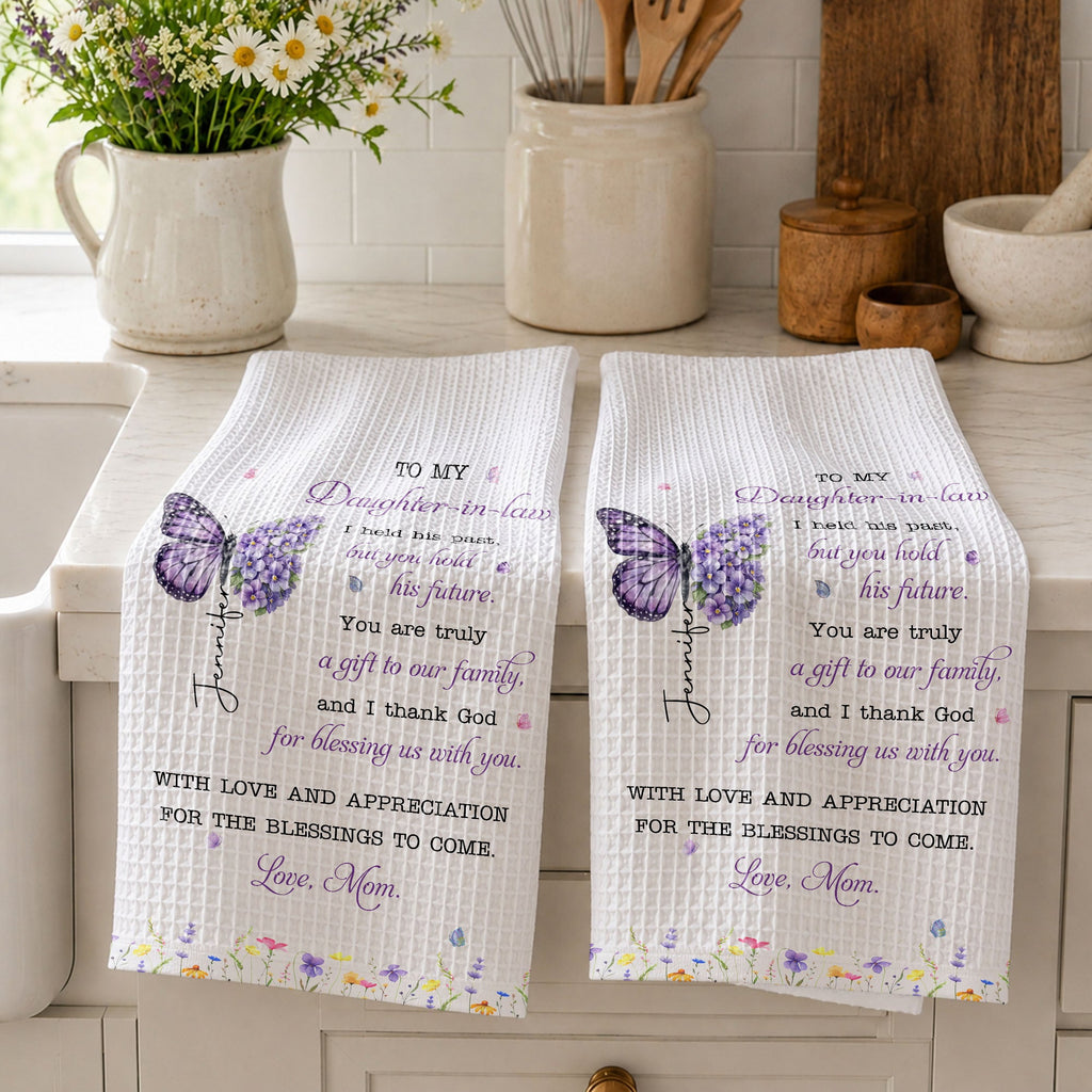 Personalized Floral Kitchen Towel Gift for Daughter-in-Law Kitchen Towel GradoCreations