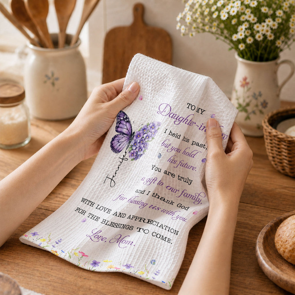 Personalized Floral Kitchen Towel Gift for Daughter-in-Law Kitchen Towel GradoCreations