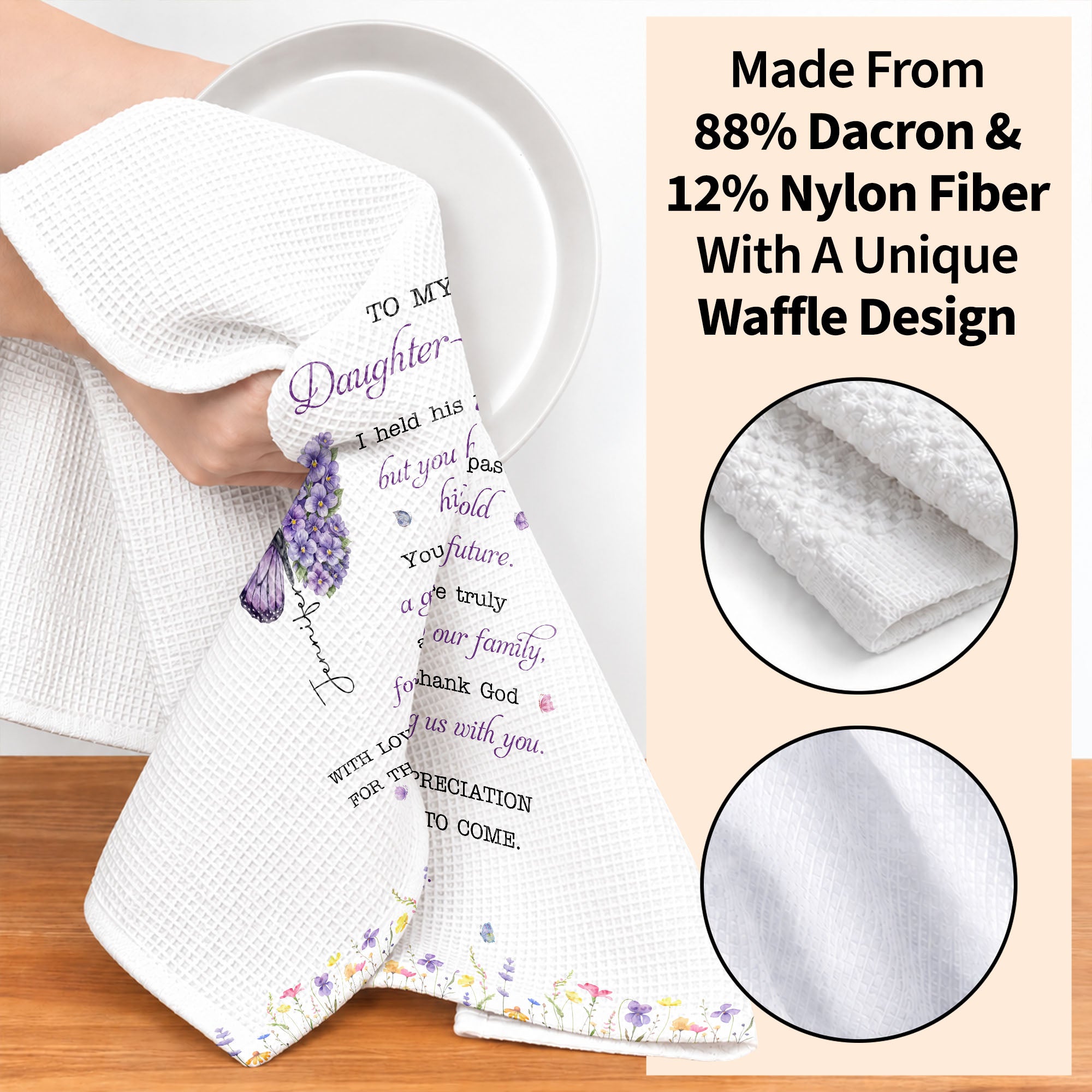 Personalized Floral Kitchen Towel Gift for Daughter-in-Law Kitchen Towel GradoCreations