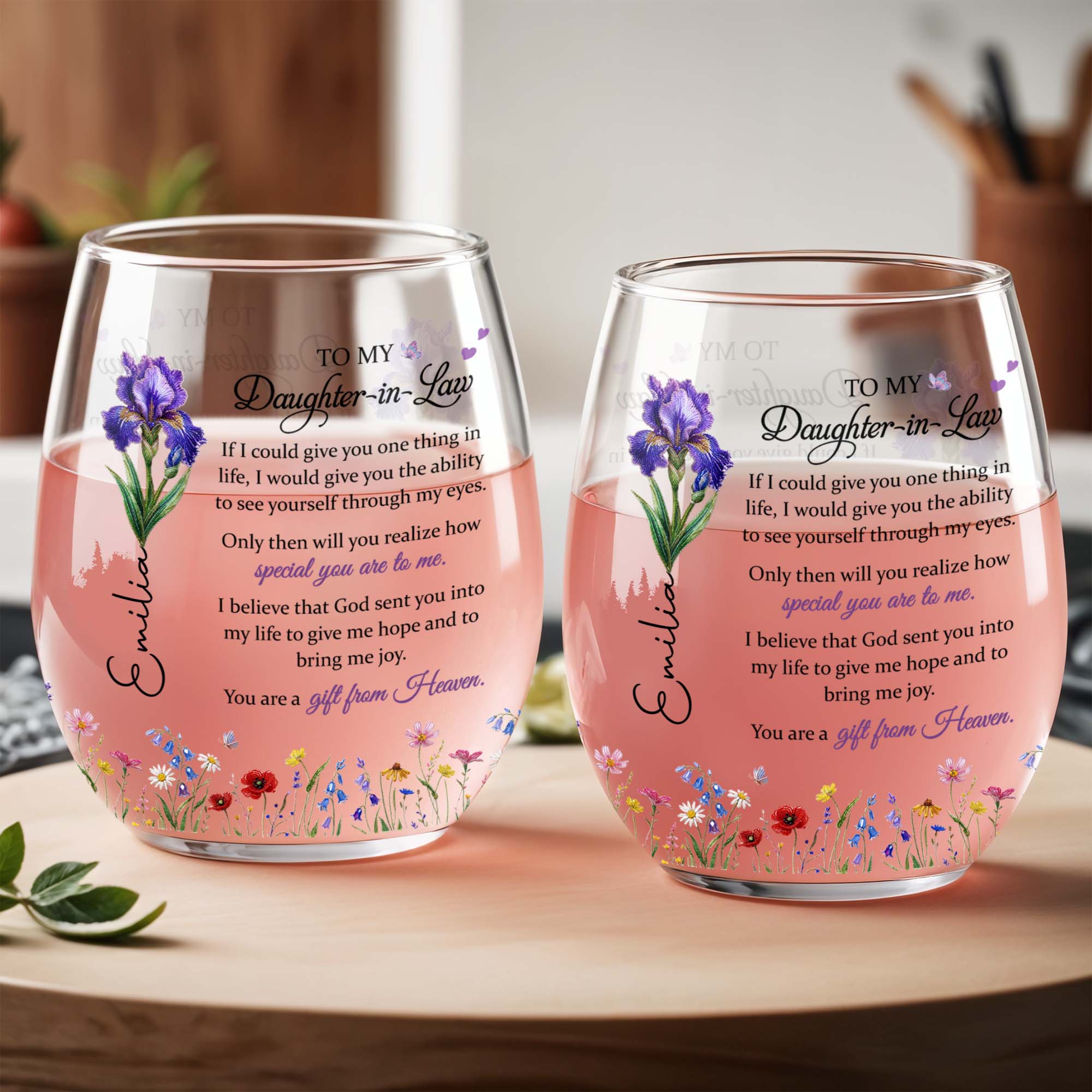 Personalized Wine Glass Custom Name Gift for Daughter-In-Law Wine Glasses GradoCreations