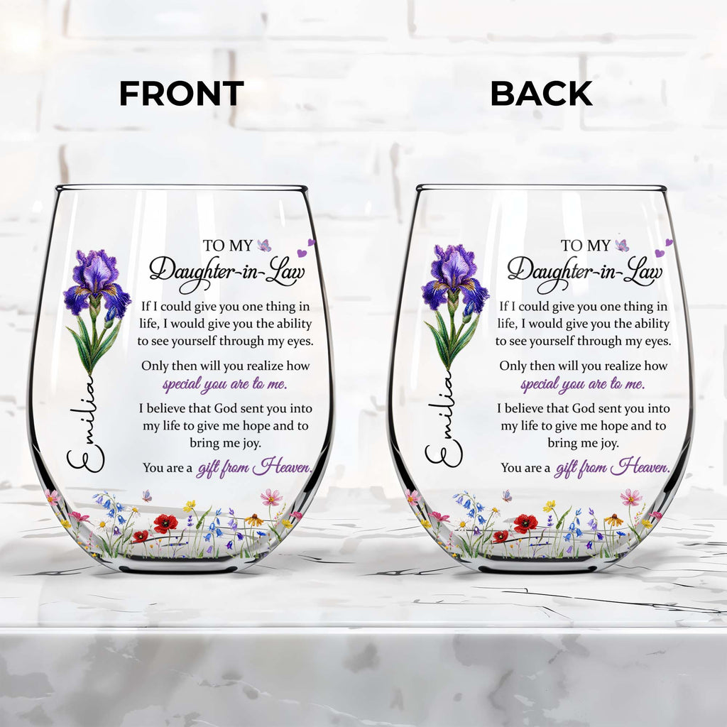 Personalized Wine Glass Custom Name Gift for Daughter-In-Law Wine Glasses GradoCreations
