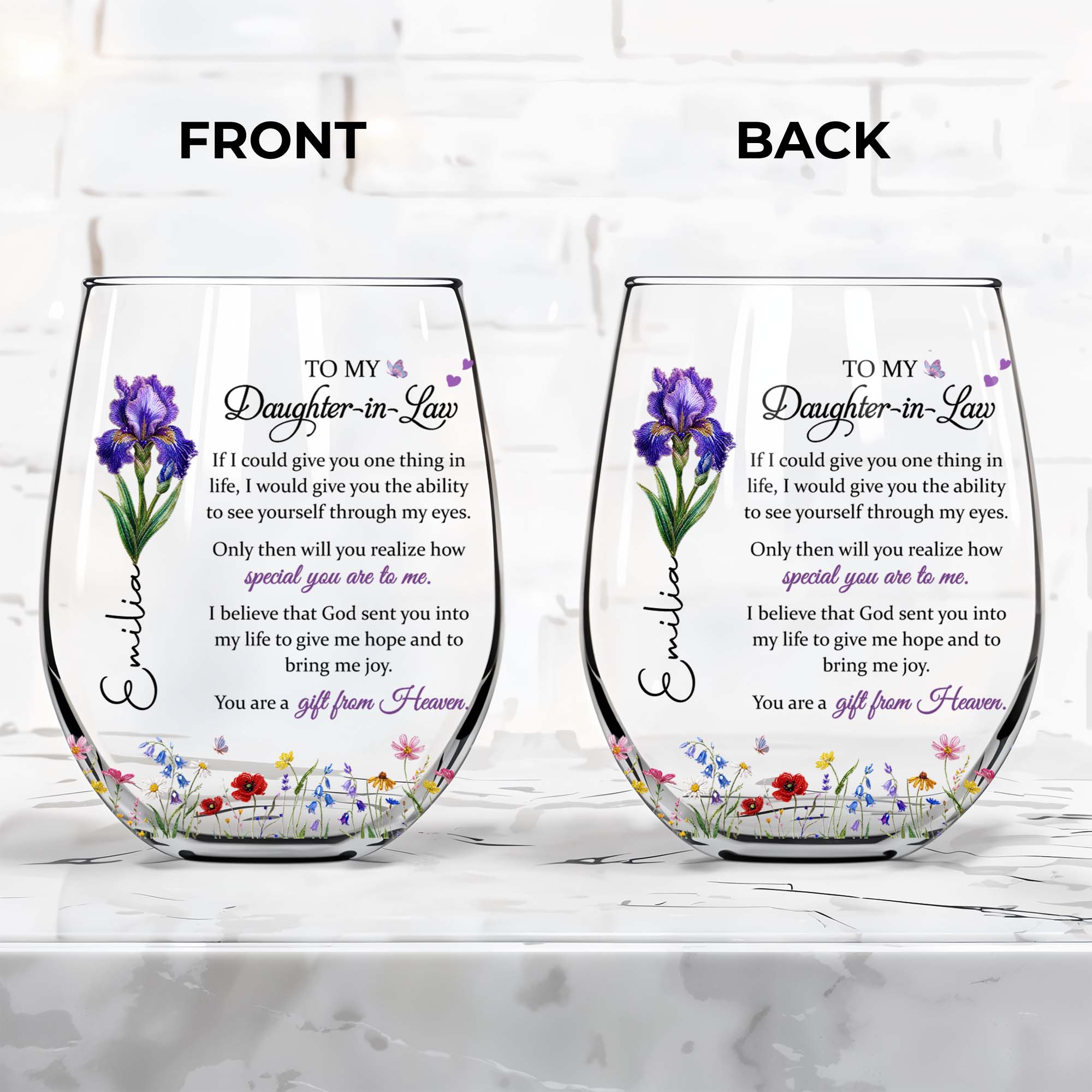 Personalized Wine Glass Custom Name Gift for Daughter-In-Law Wine Glasses GradoCreations