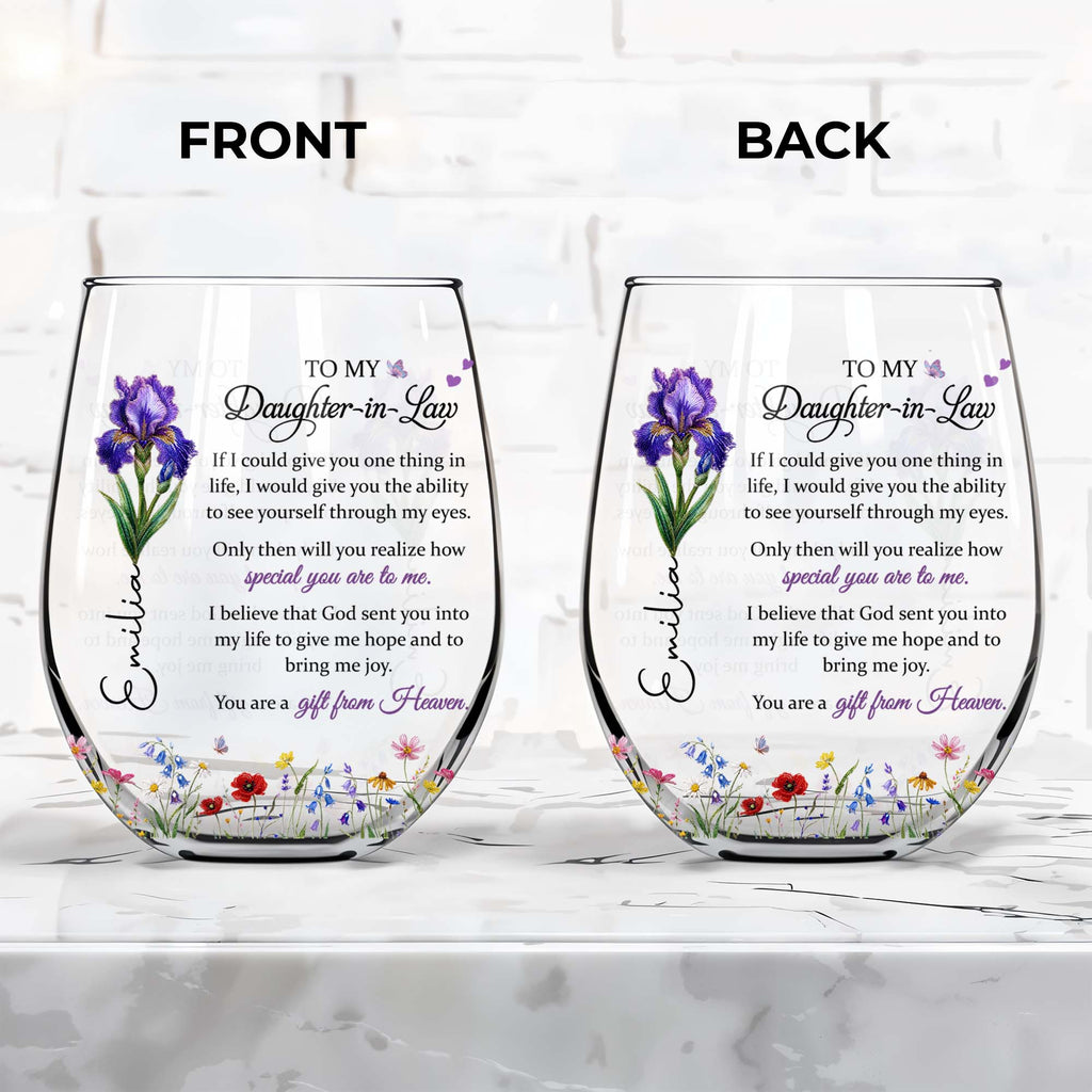 Personalized Wine Glass Custom Name Gift for Daughter-In-Law Wine Glasses GradoCreations