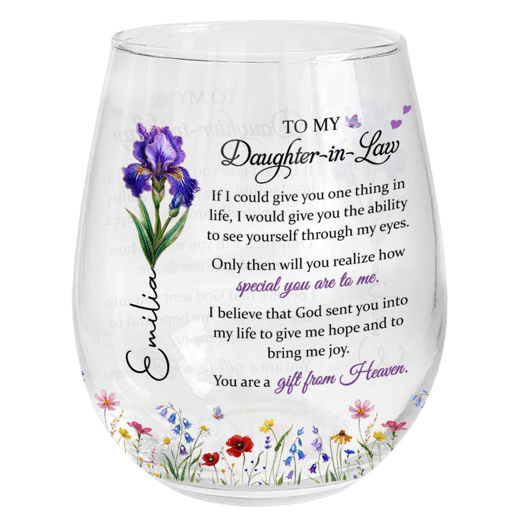 Personalized Wine Glass Custom Name Gift for Daughter-In-Law Wine Glasses GradoCreations