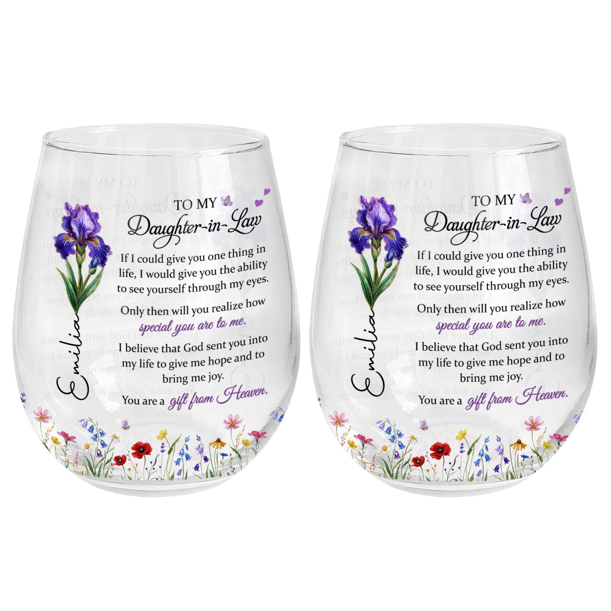 Personalized Wine Glass Custom Name Gift for Daughter-In-Law Wine Glasses GradoCreations
