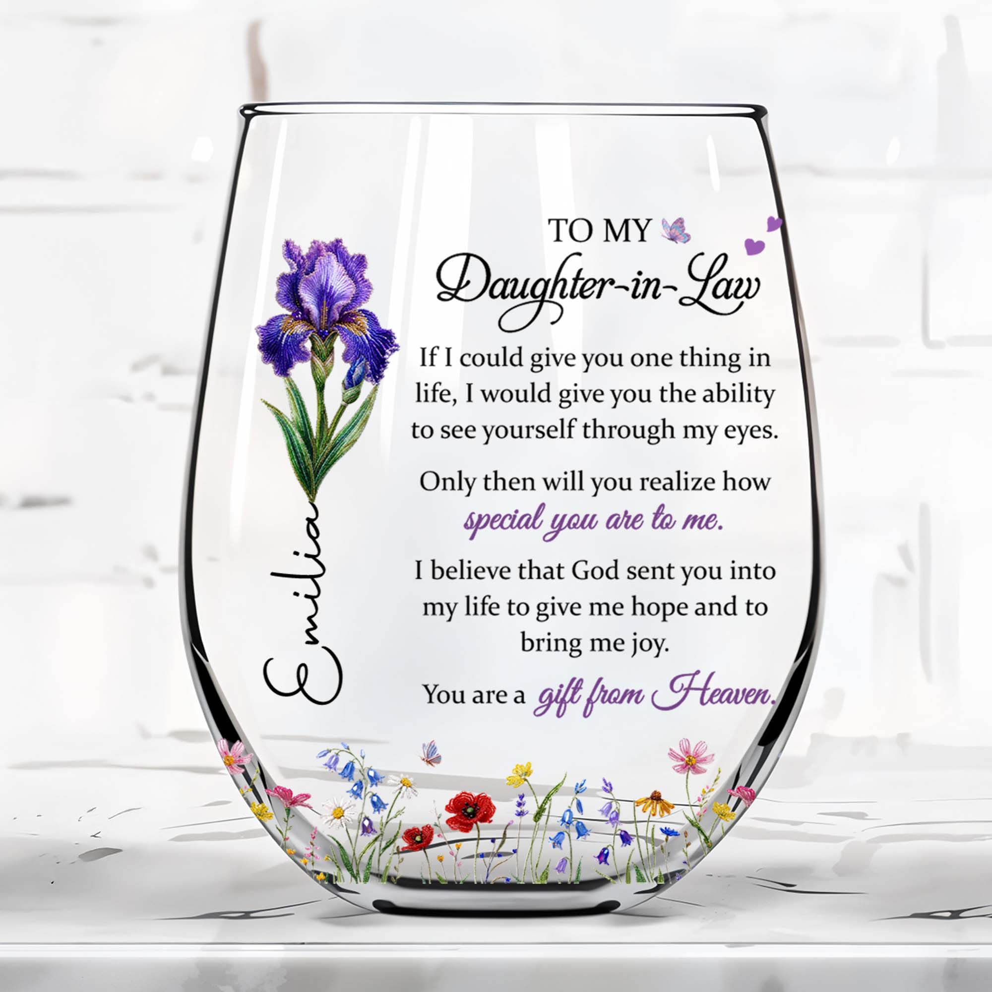 Personalized Wine Glass Custom Name Gift for Daughter-In-Law Wine Glasses GradoCreations